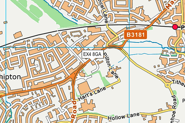 EX4 8GA map - OS VectorMap District (Ordnance Survey)