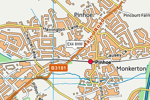 EX4 8HW map - OS VectorMap District (Ordnance Survey)