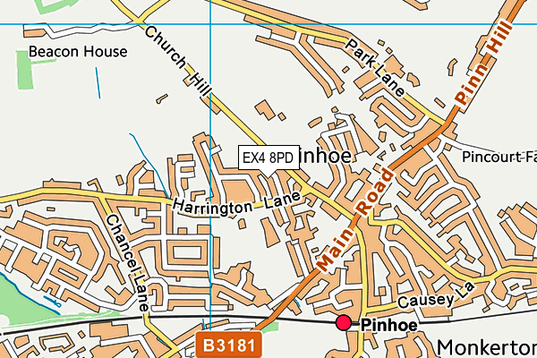 EX4 8PD map - OS VectorMap District (Ordnance Survey)