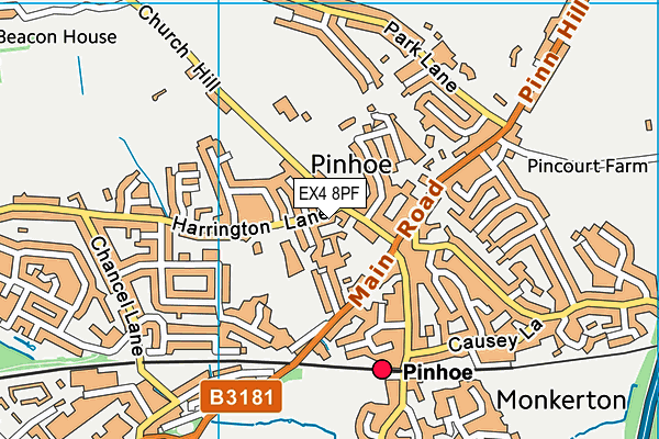 EX4 8PF map - OS VectorMap District (Ordnance Survey)