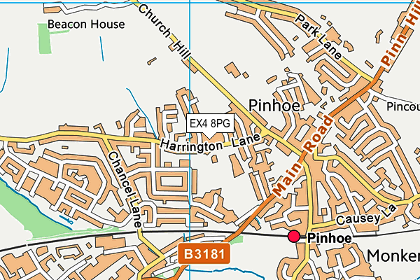 EX4 8PG map - OS VectorMap District (Ordnance Survey)