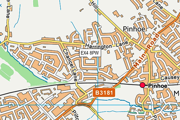 EX4 8PW map - OS VectorMap District (Ordnance Survey)