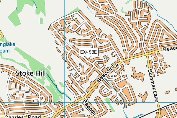 EX4 9BE map - OS VectorMap District (Ordnance Survey)