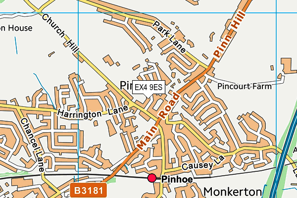 EX4 9ES map - OS VectorMap District (Ordnance Survey)