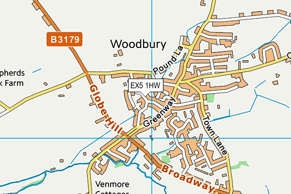EX5 1HW map - OS VectorMap District (Ordnance Survey)