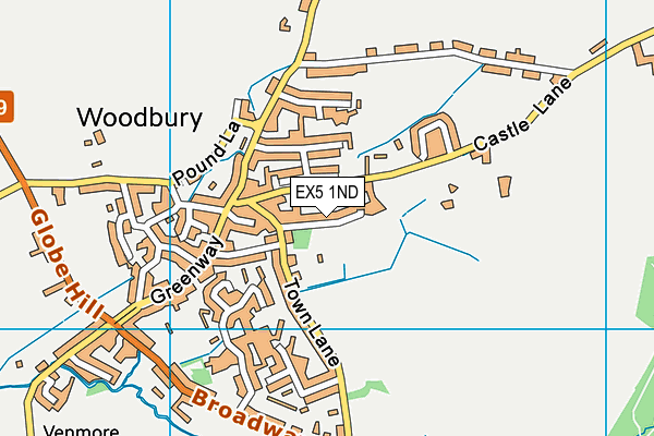 Woodbury Recreation Ground map (EX5 1ND) - OS VectorMap District (Ordnance Survey)