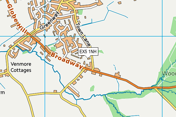 Woodbury Village Cricket Club map (EX5 1NH) - OS VectorMap District (Ordnance Survey)