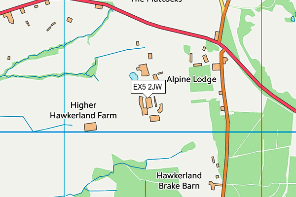 EX5 2JW map - OS VectorMap District (Ordnance Survey)