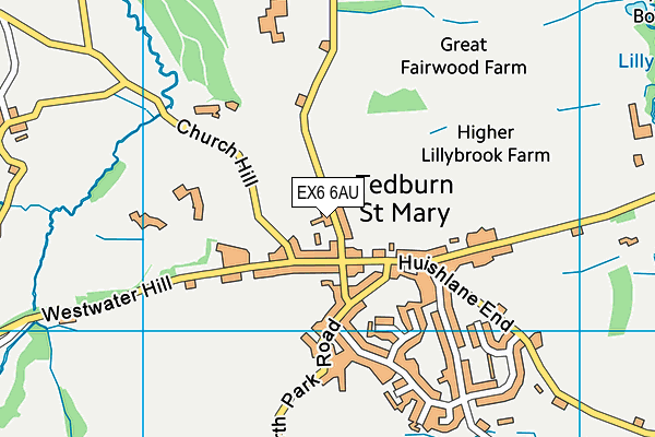 EX6 6AU map - OS VectorMap District (Ordnance Survey)