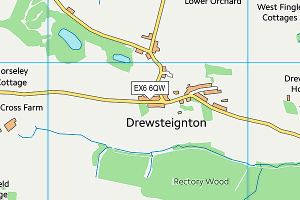 EX6 6QW map - OS VectorMap District (Ordnance Survey)