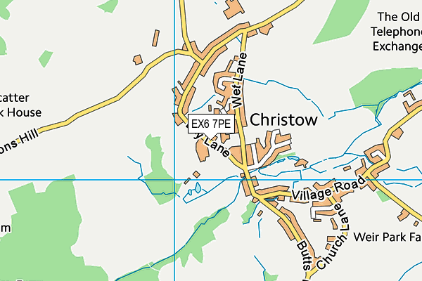 Christow Primary School map (EX6 7PE) - OS VectorMap District (Ordnance Survey)