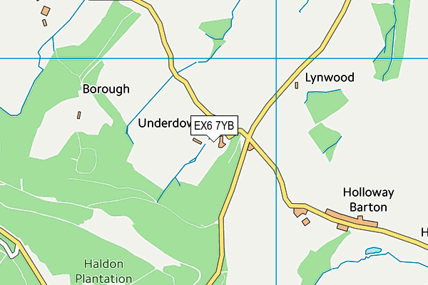 EX6 7YB map - OS VectorMap District (Ordnance Survey)