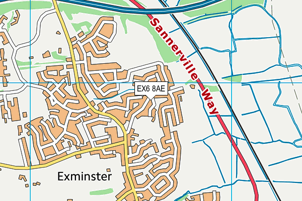 EX6 8AE map - OS VectorMap District (Ordnance Survey)
