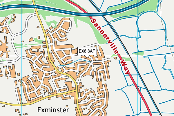 EX6 8AF map - OS VectorMap District (Ordnance Survey)