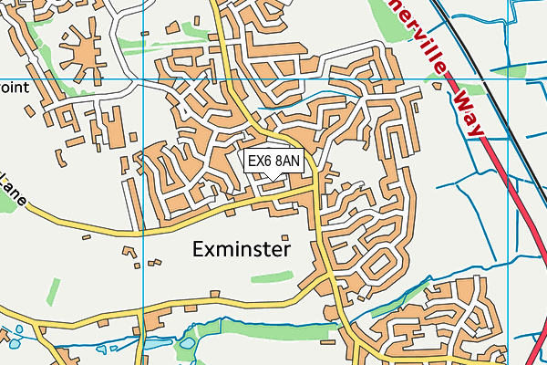 EX6 8AN map - OS VectorMap District (Ordnance Survey)