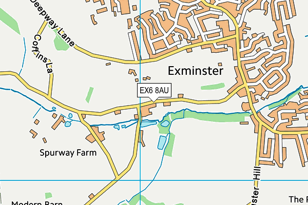 EX6 8AU map - OS VectorMap District (Ordnance Survey)