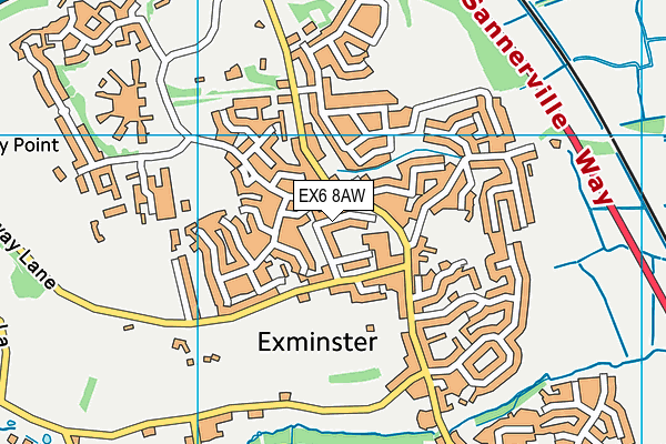 EX6 8AW map - OS VectorMap District (Ordnance Survey)
