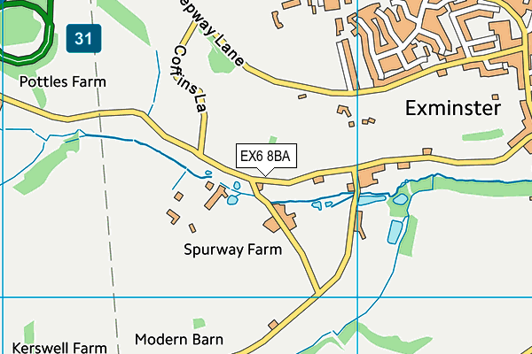 EX6 8BA map - OS VectorMap District (Ordnance Survey)