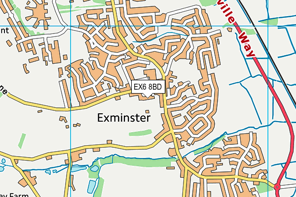EX6 8BD map - OS VectorMap District (Ordnance Survey)