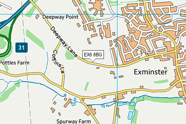 EX6 8BG map - OS VectorMap District (Ordnance Survey)