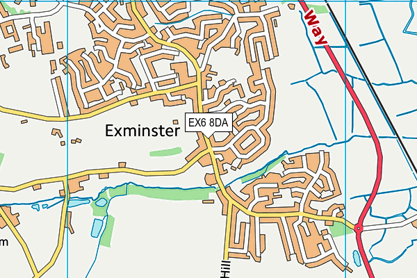 EX6 8DA map - OS VectorMap District (Ordnance Survey)