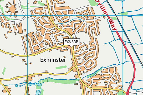 EX6 8DB map - OS VectorMap District (Ordnance Survey)