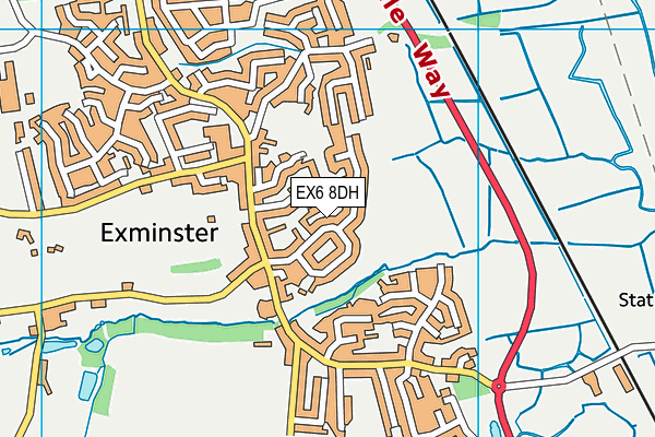 EX6 8DH map - OS VectorMap District (Ordnance Survey)