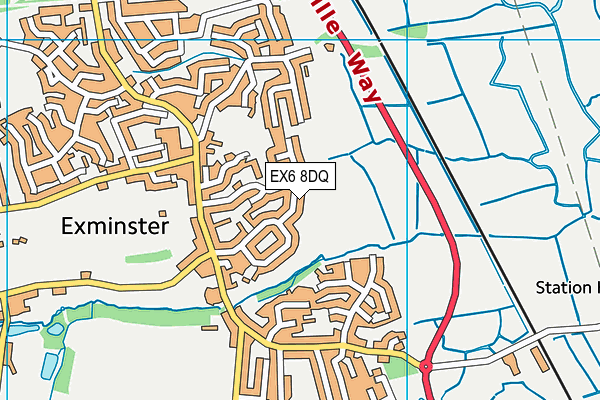 EX6 8DQ map - OS VectorMap District (Ordnance Survey)