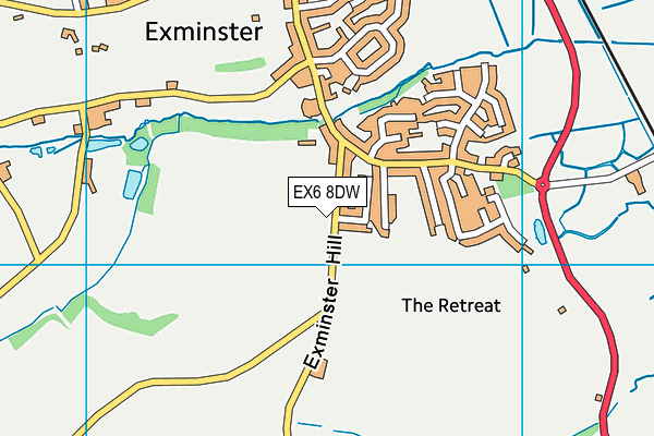 EX6 8DW map - OS VectorMap District (Ordnance Survey)