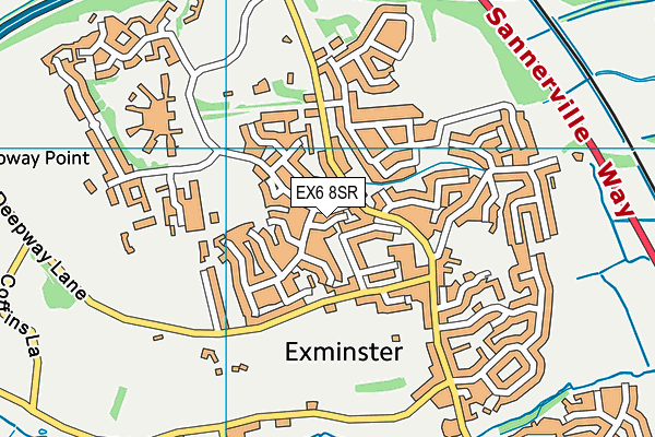 EX6 8SR map - OS VectorMap District (Ordnance Survey)