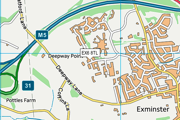 EX6 8TL map - OS VectorMap District (Ordnance Survey)