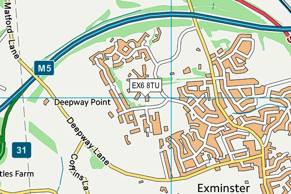 EX6 8TU map - OS VectorMap District (Ordnance Survey)