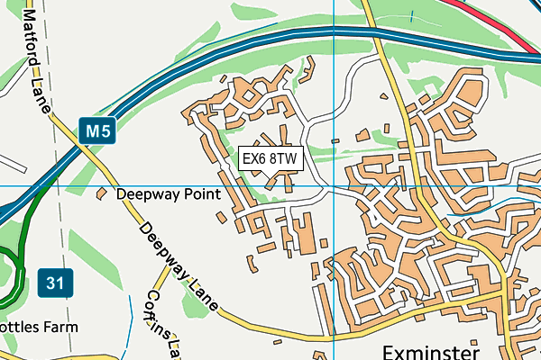 EX6 8TW map - OS VectorMap District (Ordnance Survey)