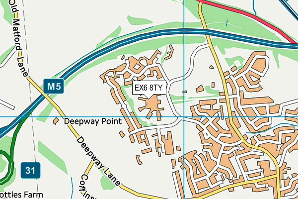 EX6 8TY map - OS VectorMap District (Ordnance Survey)