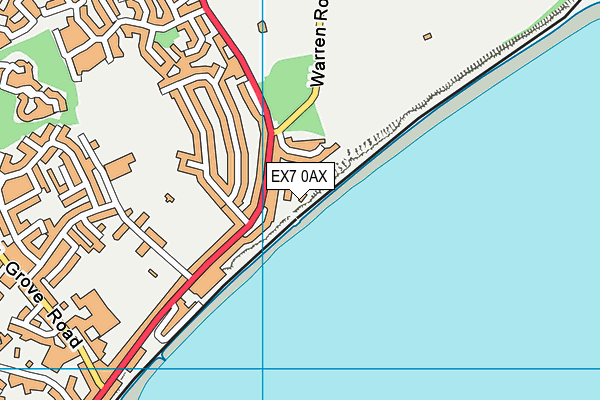 EX7 0AX map - OS VectorMap District (Ordnance Survey)