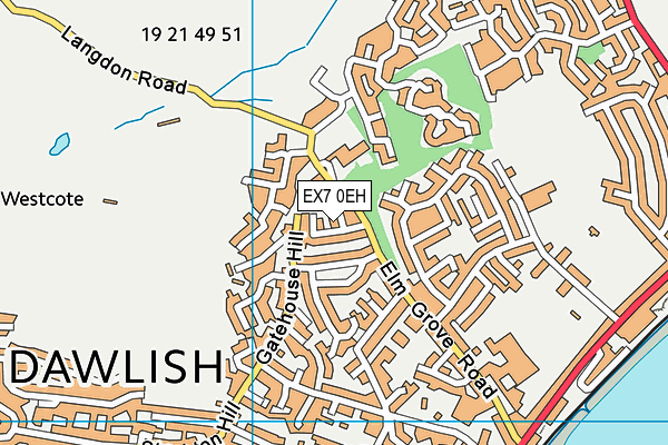 EX7 0EH map - OS VectorMap District (Ordnance Survey)