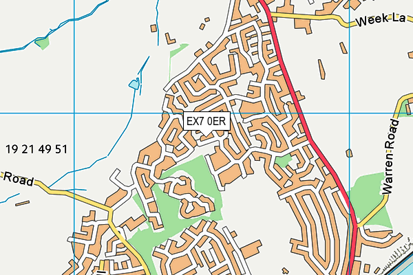 EX7 0ER map - OS VectorMap District (Ordnance Survey)