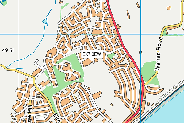 EX7 0EW map - OS VectorMap District (Ordnance Survey)