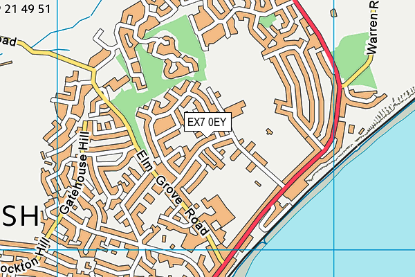 EX7 0EY map - OS VectorMap District (Ordnance Survey)