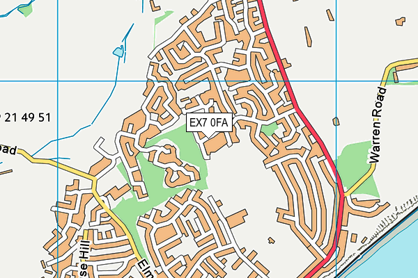 EX7 0FA map - OS VectorMap District (Ordnance Survey)