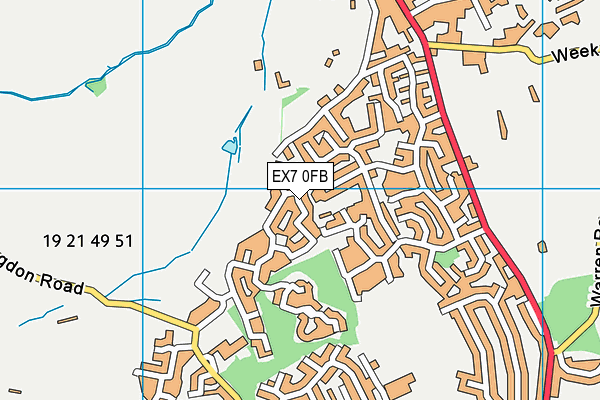 EX7 0FB map - OS VectorMap District (Ordnance Survey)