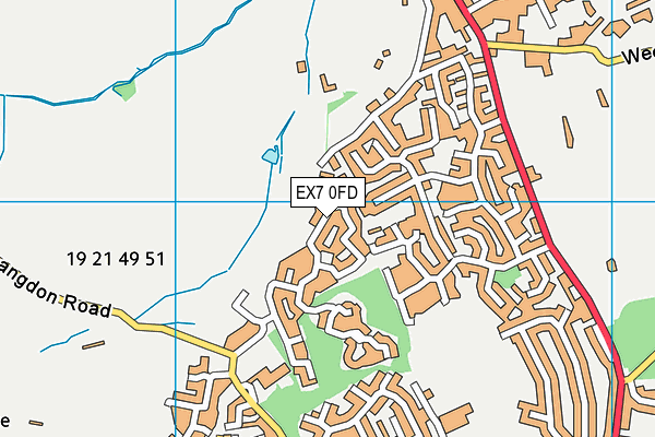 EX7 0FD map - OS VectorMap District (Ordnance Survey)