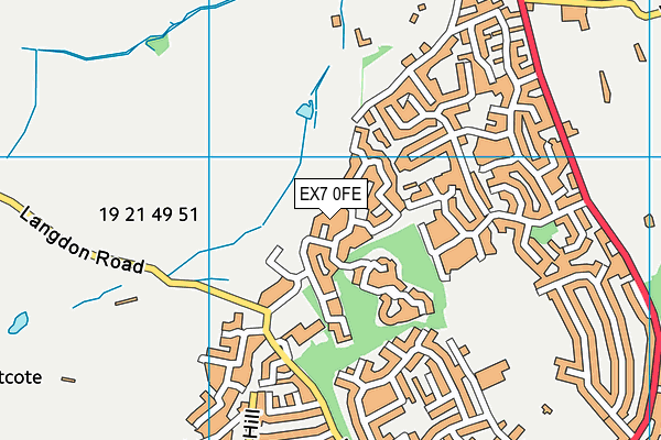 EX7 0FE map - OS VectorMap District (Ordnance Survey)