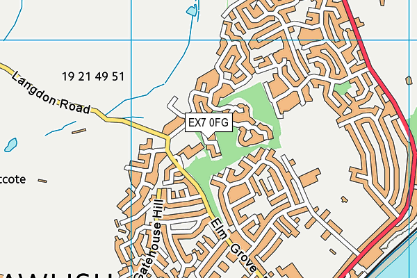 EX7 0FG map - OS VectorMap District (Ordnance Survey)
