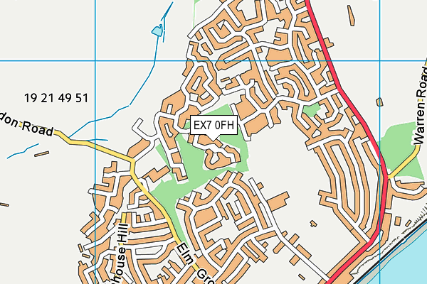 EX7 0FH map - OS VectorMap District (Ordnance Survey)
