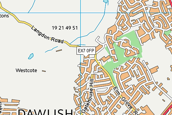 EX7 0FP map - OS VectorMap District (Ordnance Survey)