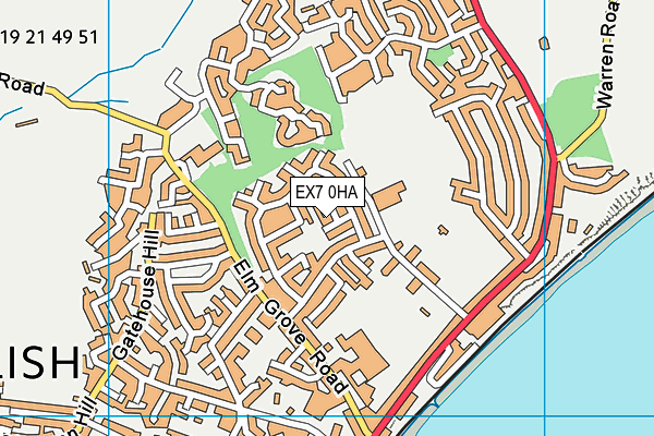 EX7 0HA map - OS VectorMap District (Ordnance Survey)