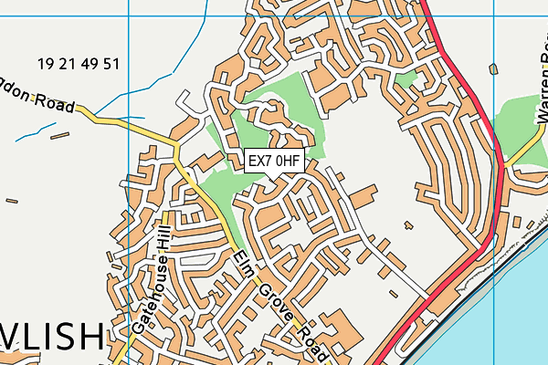 EX7 0HF map - OS VectorMap District (Ordnance Survey)