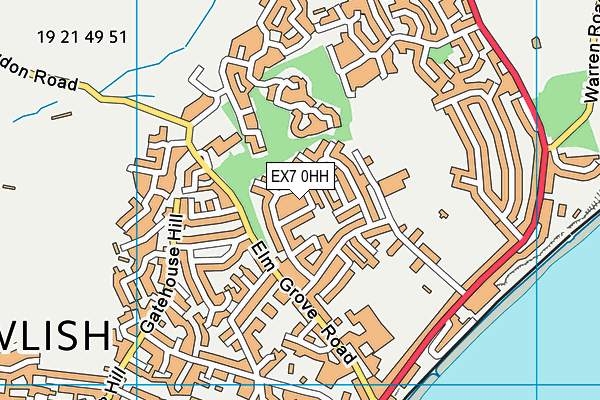 EX7 0HH map - OS VectorMap District (Ordnance Survey)