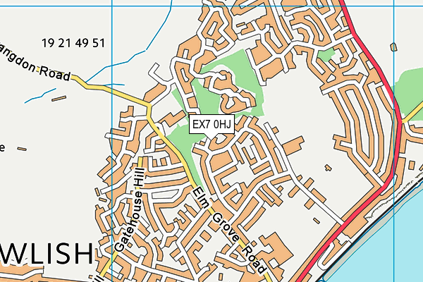 EX7 0HJ map - OS VectorMap District (Ordnance Survey)